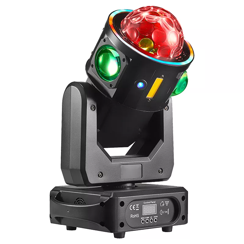 2 LED Flying Star Hammer Light 100W 19/25 DMX 4° Beam RGBW Laser Stripe Strobe Air Cooling Stage Lamp for Party Lighting Unit Performance Night Bar Disco Venue Fashion Show Mobile Rental Mini Stage