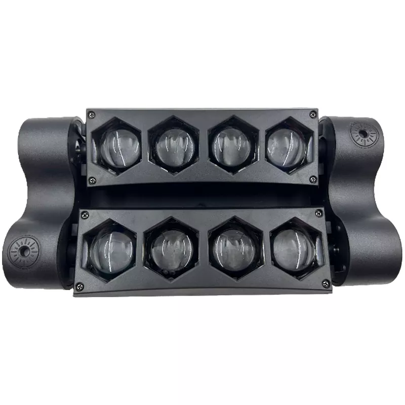8 Eyes Spider Moving Head Light With RG Laser 40W 8*3W RGBW LED Super Stage Fixture Sync Equipment Wide Voltage Party Lamp Fast Strobe Auto Run Program Manual Button Control Mini Effect Light for KTV Disco Room Cafe Live Gig Rental Booth Performance Show Mini Stage