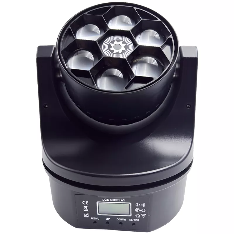 2 Mini Six Bee Eyes Moving Head Light 90W CREE RGBW 50mW Green Laser Fan Cool Plastic Compact Stage Fixture Full Linear Dimming Multi Strobe KTV Bar Home Party Lighting Unit for Cafe Gig Disco Party Rental Booth Mini Show Wine Bar Small Stage