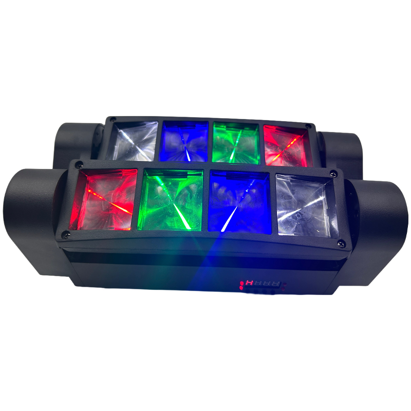 8 Eyes RGBW Spider Moving Head Light 40W Ultra Smooth Dimming Dual 60-150° Scan Stage Effect Lamp Synchronous Fixture Mini Ultra Light Easy Truss Mount Indoor Party KTV Lighting Unit for Disco Room Art Performance Fashion Show Cocktail Event Rental Booth Mini Stage