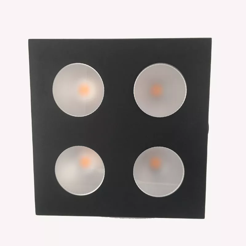 24 4*100W Single CW WW COB Blinder 400W Import LED Ra≥90 30Deg 11700Hz Flicker-Free 4/8CH DMX Master Slave Sound Auto Metal IP20 Stage Spot Professional Broadcast Fixture Housing Indoor Performance Equipment for Wedding Theatre TV Recording Lighting Solution