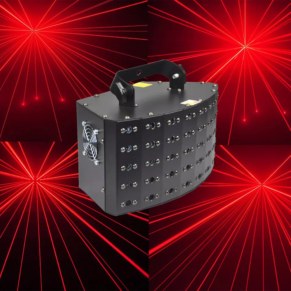 40-beam Laser Red RGB Array 5×8 Layout 50°Horizontal 30°Vertical Scan Single-mode Diode 41CH DMX Sound Auto Manual Key Interlock 50W Compact 2.9Kg Stage Light Matrix Small Divergence Universal Voltage Laser Projector for Large Performance Venues Entertainment Lighting Equipment