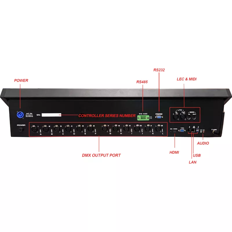 T5 Intelligent Lighting Console Independent Patent Custom Linux Intel CPU 8G RAM 128G SSD Dual 15.6Inch Capacitive Touch 12DMX ART-Net 16384CH Wireless APP Remote Stage Controller Live Performance Equipment Indoor Outdoor Large Event Lighting Device with Case