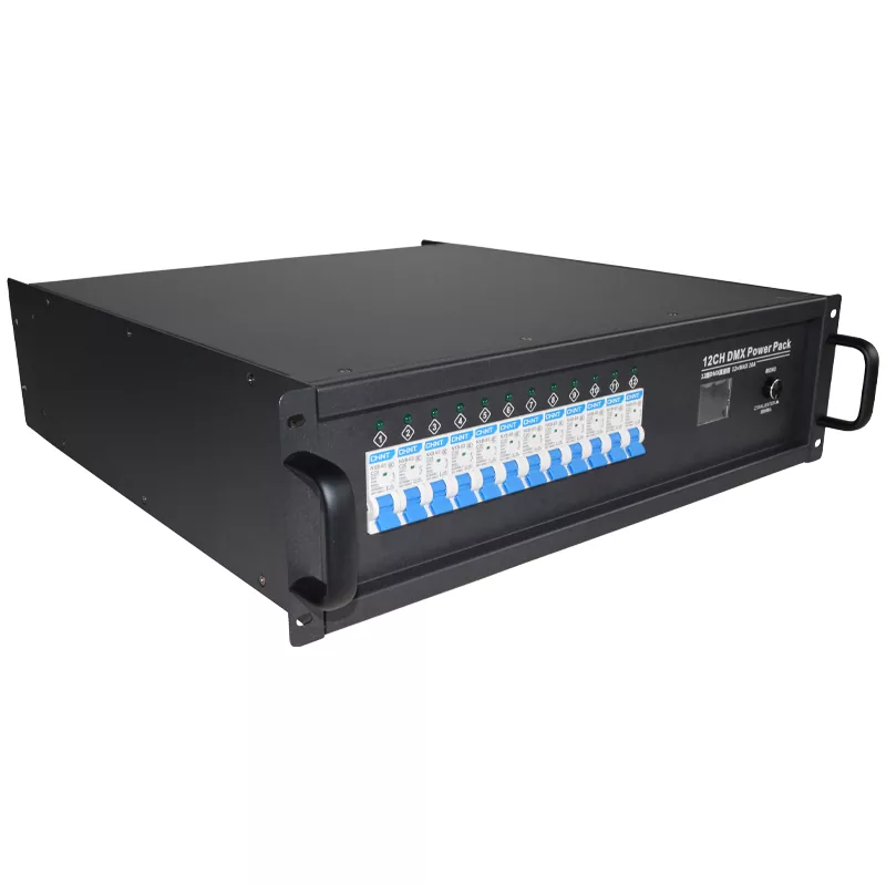 3 12CH Intelligent Power Box DMX ARTNET Dual Signal Three-phase Power 16A Per Channel Overload Short Circuit Protection TFT Bilingual Display Air Switch Network DMX Ports 12 Way Digital Switch Pack Professional Power Unit Three-phase DMX Power Distributor ARTNET DMX Controller Box for Stage Power Control