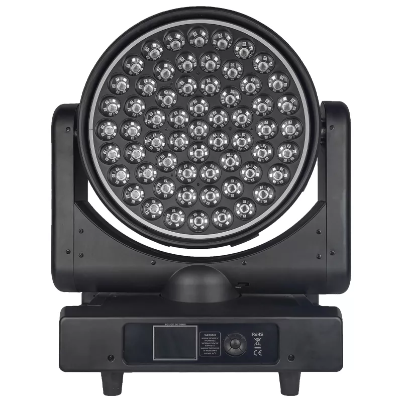 61*30W RGBW Wash Zoom Aura Moving Head 1650W 50000H 540°Pan 220°Tilt 8-48°Zoom DMX RDM Master-slave Multi Channels Pixel Control 2500-10000K CCT IP20 Stage Light LED Moving Head with Back Ring Light Indoor Performance Fixture Stage Lighting Device for Large Events Live Show Equipment