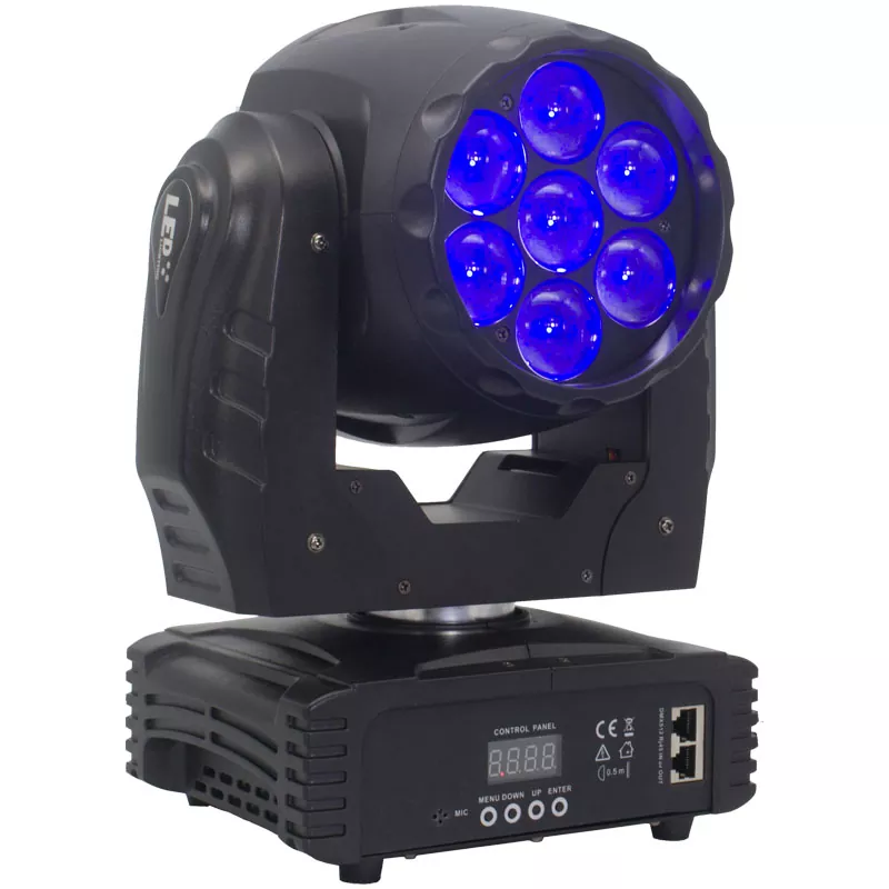3 7*15W RGBW LED Zoom Wash Moving Head 95W 5/16 DMX LED Display IP20 Stage Light 50000H Long Lifespan Wide Wash Lighting Equipment Indoor Party Rental Lamp for Live Performance Dance Studio Talent Show Fashion Shoot Banquet Wedding Venue Stage