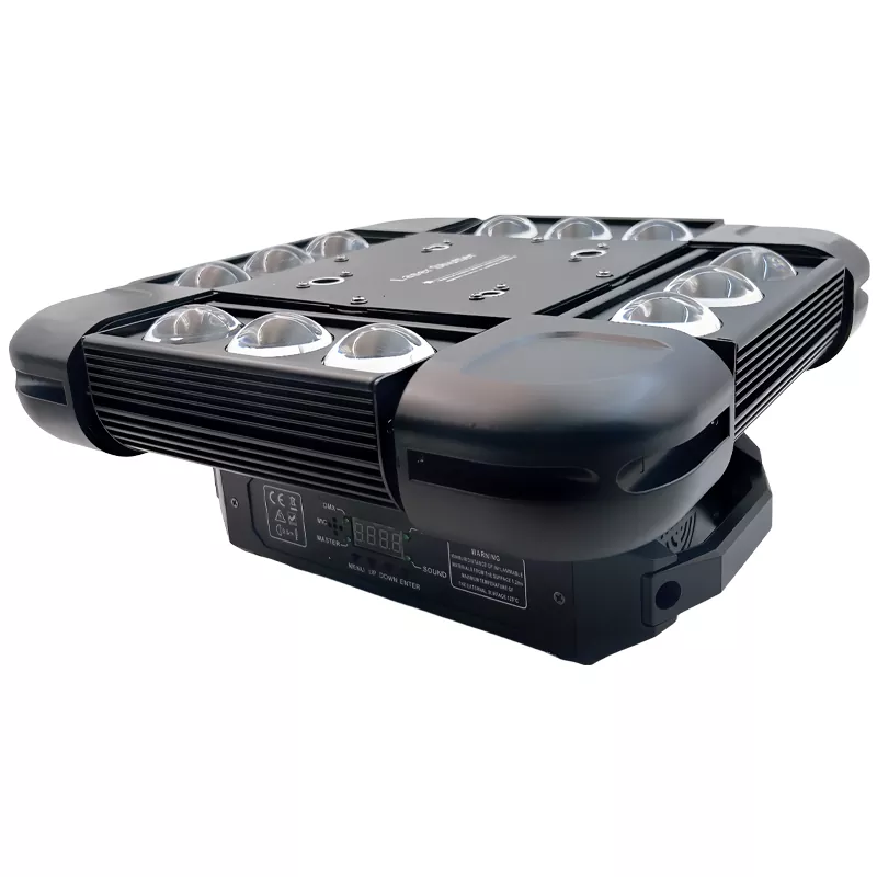 3 Four Head Snowstorm Stage Light 160W 12*10W RGBW RG Laser 5° Beam Ultra Smooth Full Dimming Strobe Effect Fixture Dynamic Light Show Program Equipment Indoor Club Party Performance Lighting Lamp for Banquet Nightclub Large Private Room Fashion Performance Show Events Mini Stage