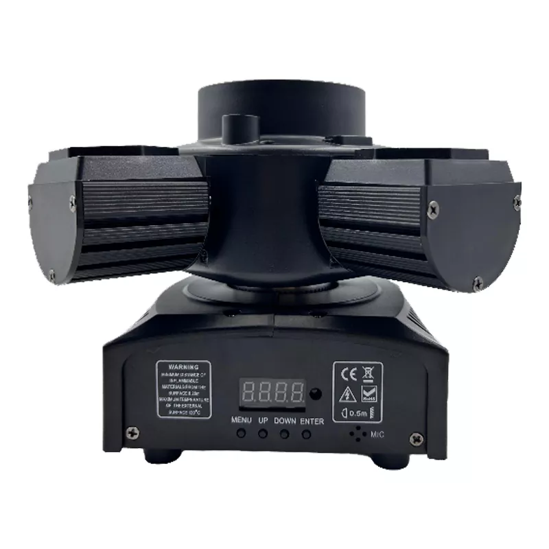 Mini Pixiu 4-Arm Moving Head Light 80W DMX CREE RGBW Dual RG Laser Golden LED Fan Cooling Indoor Party Fixture Strobe Multi Macro Light Effect Equipment Mini Stage Lamp KTV Home Entertainment Unit for Disco Party Wedding Cafe Rental Mini Stage