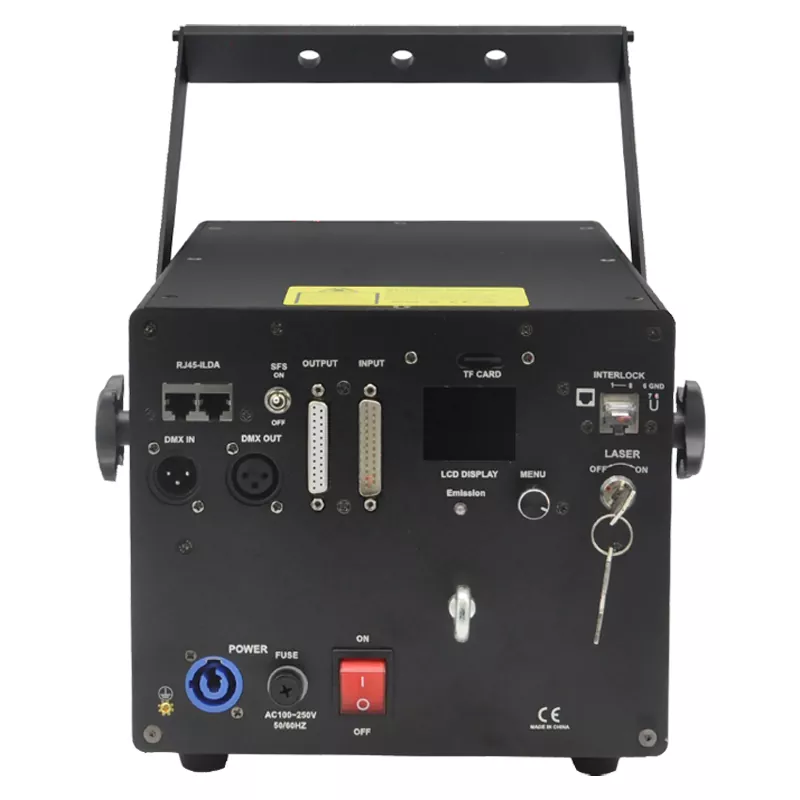 332 15W RGB Diode Laser 40KPPS 50° Scanner Analog Modulation IP51 18/25CH DMX ILDA Sound Auto Master-Slave Support RJ45 DB25 XLR Ports TF Card Multi Safety Interfaces 300W Stage Lighting Device Indoor Outdoor Performance Equipment Professional Laser Projector
