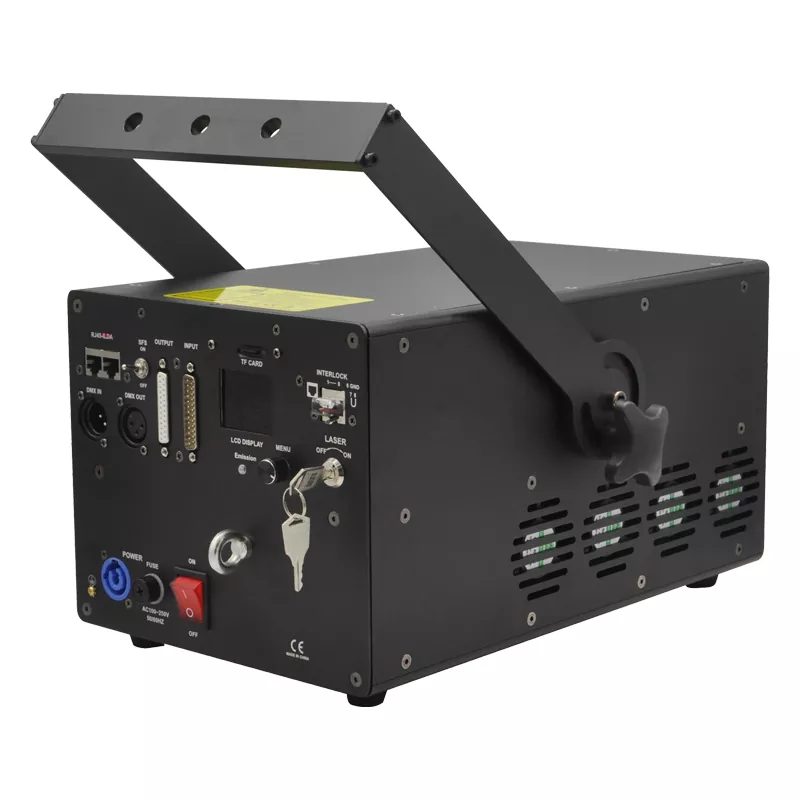 333 15W RGB Diode Laser 40KPPS 50° Scanner Analog Modulation IP51 18/25CH DMX ILDA Sound Auto Master-Slave Support RJ45 DB25 XLR Ports TF Card Multi Safety Interfaces 300W Stage Lighting Device Indoor Outdoor Performance Equipment Professional Laser Projector