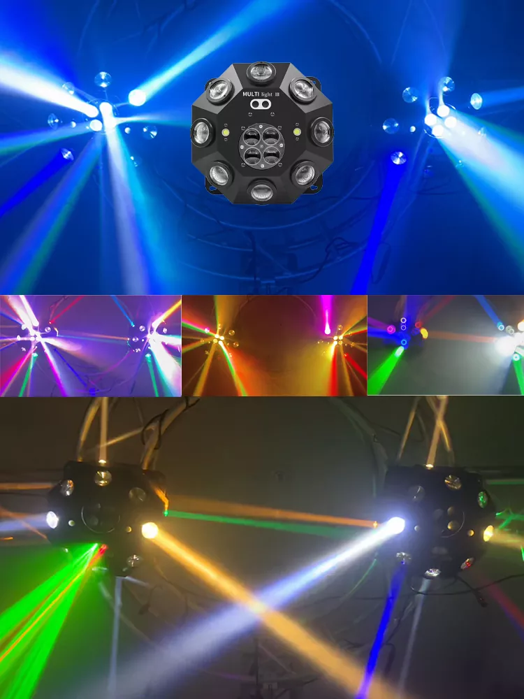 34 Super 5in1 LED Effect Stage Light 200W Laser Beam Strobe Bee Eye Pattern Super Smooth Dimming Rotary Effect Fixture Bar Disco Dance Hall Mini Stage Unit for Youth Disco Live Music Dance Studio Mini Performance Club Rental Booth Party Zone