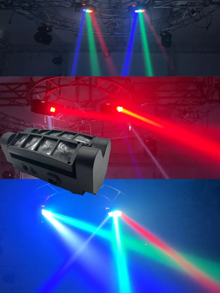 8 Eyes RGBW Spider Moving Head Light 40W Ultra Smooth Dimming Dual 60-150° Scan Stage Effect Lamp Synchronous Fixture Mini Ultra Light Easy Truss Mount Indoor Party KTV Lighting Unit for Disco Room Art Performance Fashion Show Cocktail Event Rental Booth Mini Stage