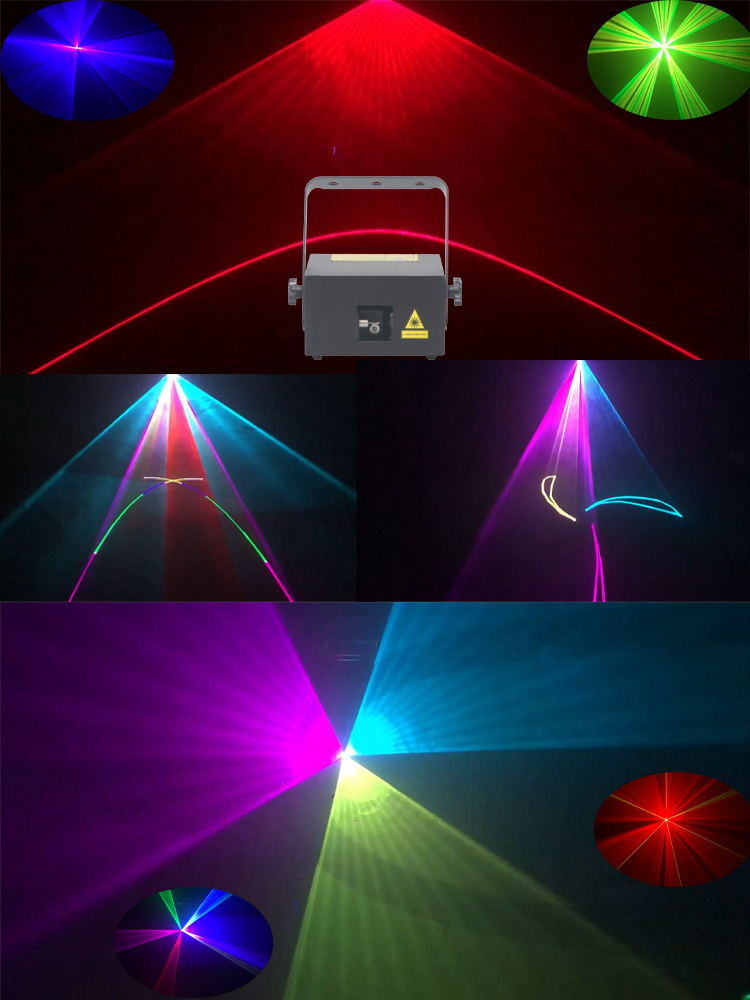 34-12 Pure Diode RGB Laser Light 2W 3W Dual Power Aluminum Alloy Shell Airtight Dust-proof 15KPPS Scanner 16/36CH DMX Auto Sound Master Slave Bluetooth Safety Lock Interlock Indoor Stage Lamp Entertainment Lighting Fixture Stage Effect Light for Disco KTV Bar Performance Venues