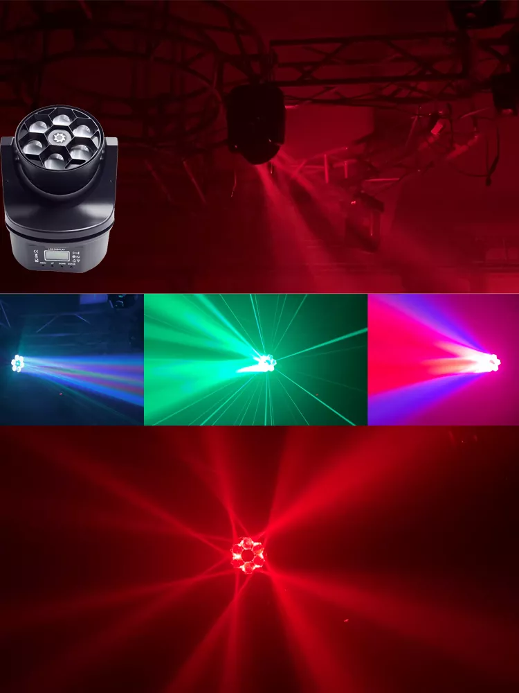 34 Mini Six Bee Eyes Moving Head Light 90W CREE RGBW 50mW Green Laser Fan Cool Plastic Compact Stage Fixture Full Linear Dimming Multi Strobe KTV Bar Home Party Lighting Unit for Cafe Gig Disco Party Rental Booth Mini Show Wine Bar Small Stage