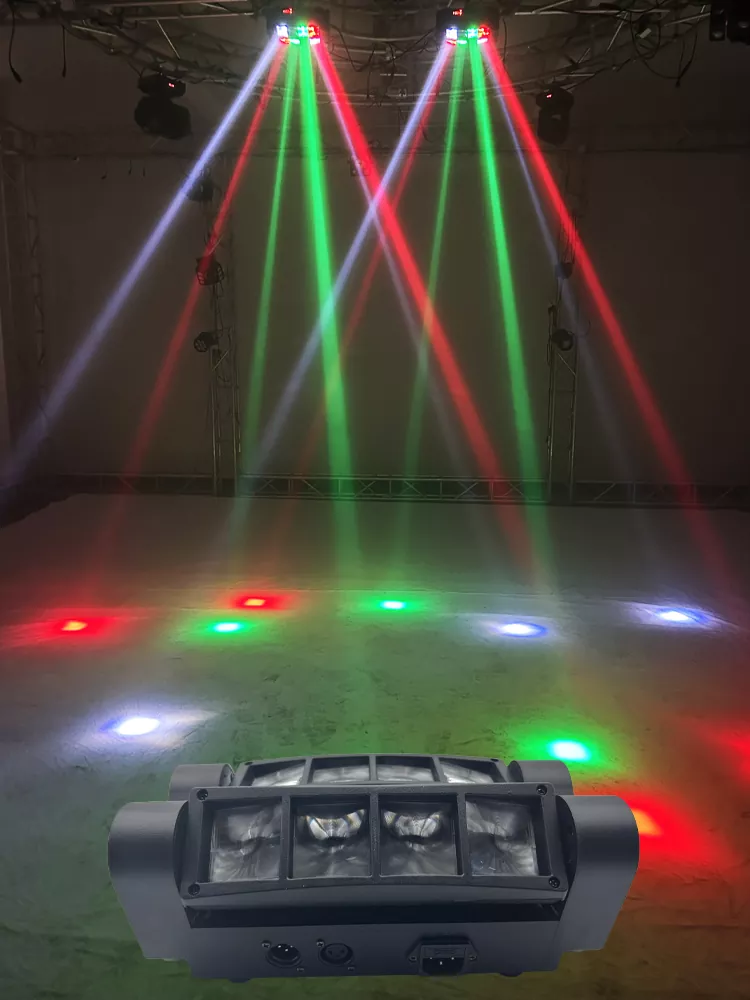 8 Eyes RGBW Spider Moving Head Light 40W Ultra Smooth Dimming Dual 60-150° Scan Stage Effect Lamp Synchronous Fixture Mini Ultra Light Easy Truss Mount Indoor Party KTV Lighting Unit for Disco Room Art Performance Fashion Show Cocktail Event Rental Booth Mini Stage