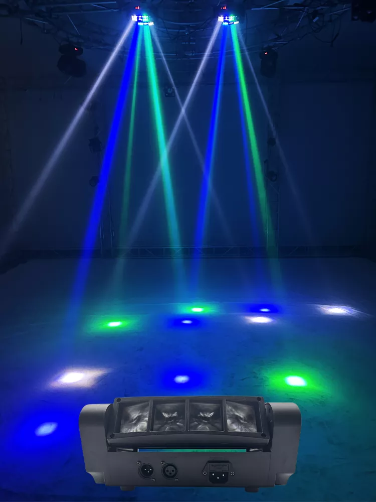 8 Eyes RGBW Spider Moving Head Light 40W Ultra Smooth Dimming Dual 60-150° Scan Stage Effect Lamp Synchronous Fixture Mini Ultra Light Easy Truss Mount Indoor Party KTV Lighting Unit for Disco Room Art Performance Fashion Show Cocktail Event Rental Booth Mini Stage