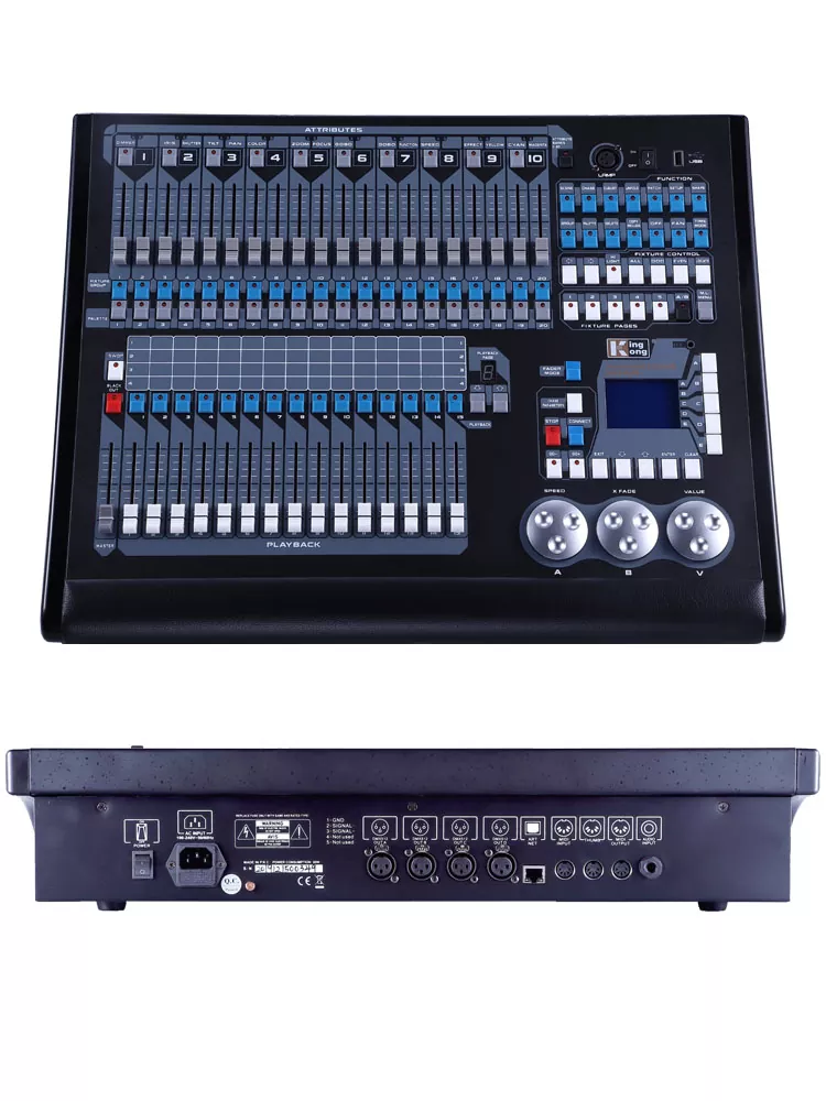 34 King Kong 2048 DMX Lighting Console 2048 Channels 4 Optically Isolated Outputs 200 Moving Lights R20 Pearl Library Art-Net RDM Stage Controller Dual Language 15 Faders Professional Stage Light Desk Universal Voltage Unit