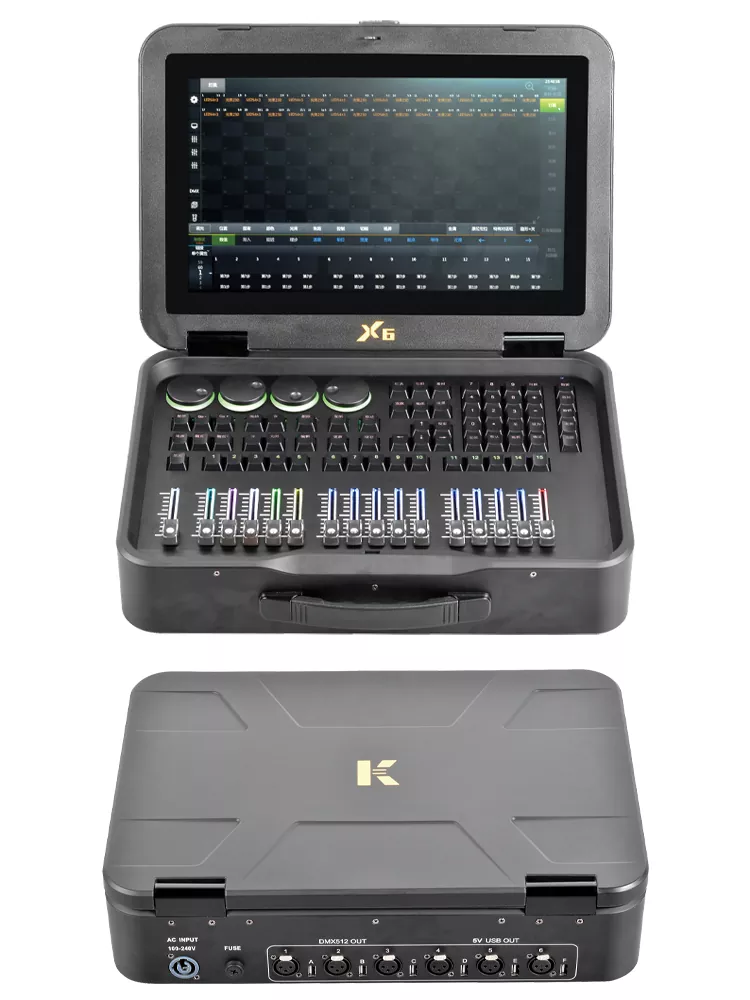 34 BATON-X6 Foldable Portable Lighting Console Independent Patent Linux OS Intel CPU 4G RAM 120G SSD 15.6Inch BOE Touch UPS 3072DMX ART-Net 8192CH Multi-Language Stage Controller One-Click Lightshow Programming Unit Performance Hardware Multi-Function Control Equipment