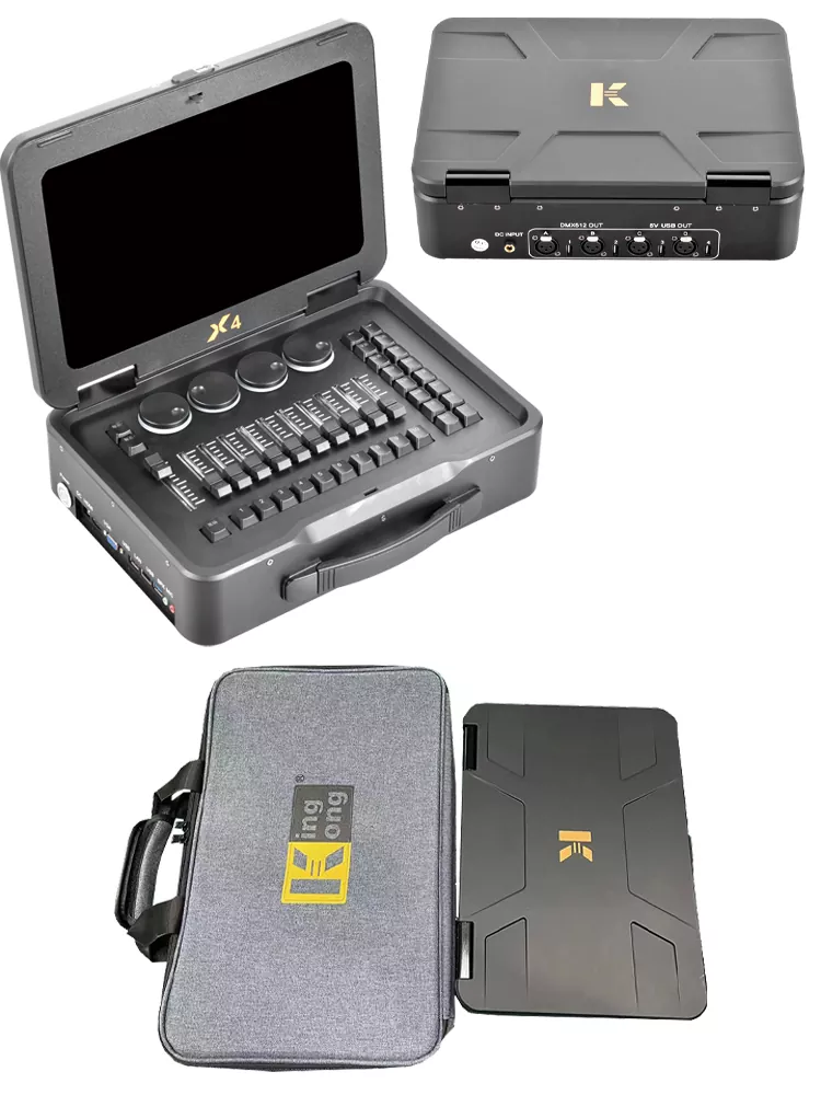 34 BATON-X4 Foldable Compact Lighting Console Custom Industrial Mainboard Intel CPU 4G RAM 128G SSD 11.6Inch Capacitive Touch UPS 2048DMX Art-Net 4096CH RDM Wireless Remote Controller Stage Hardware Multi-Function Light Desk Indoor Outdoor Compact Event Lighting Device