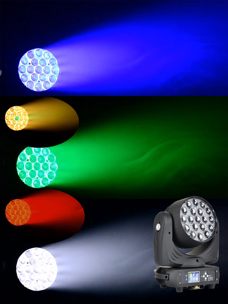 34-22 19*15W RGBW Zoom Wash Moving Head 300W DMX 6-50° Beam Blue LCD Auto Sound Master-slave Stage Light DMX Programming Rental Performance Lamp Indoor Theater Disco TV Studio Lighting Gear for Musical Launch Event Wedding Performance Sage