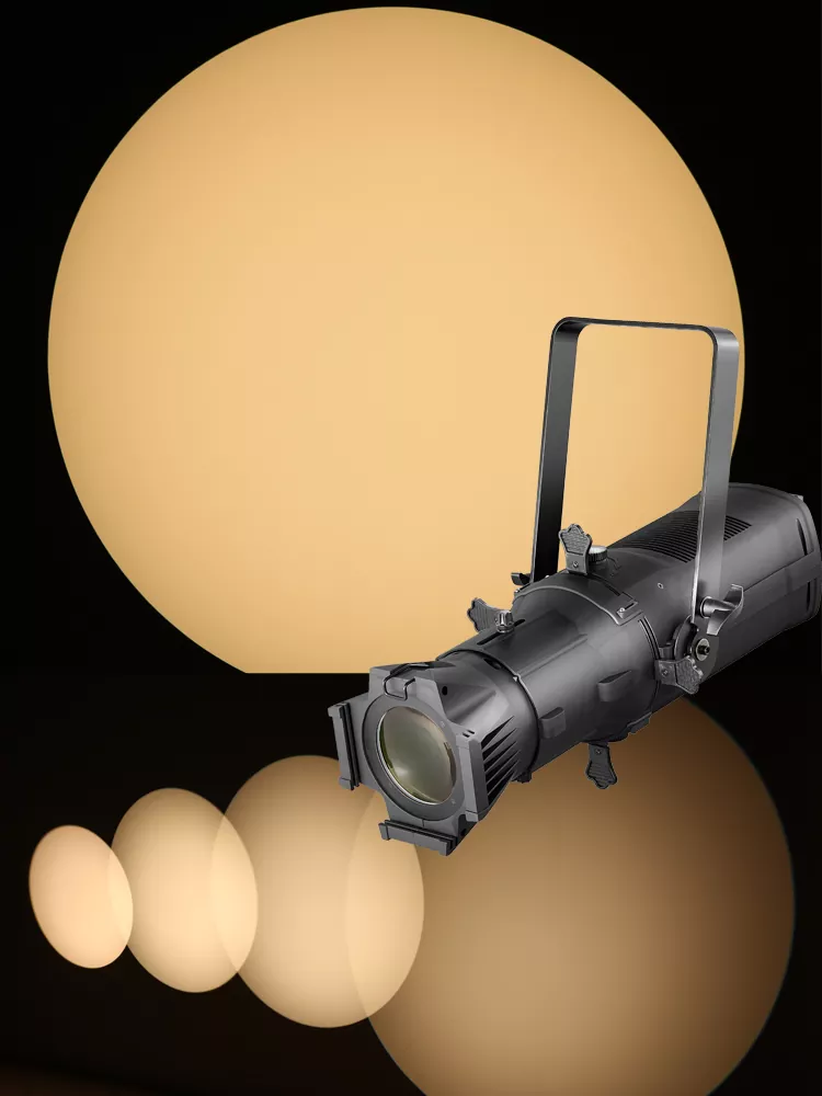 150W 200W 300W COB Profile Light Nichia Import LED CW WW 2IN1 RGBW Ra≥90 Four Optional Fixed Lens Manual Focus Iris DMX Master-Slave IP20 Stage Spot Fixture Silent Fan Spotlight Equipment Indoor Gallery Theatre Decor Lighting Unit Space-Saving Commercial Event Accent Lamp
