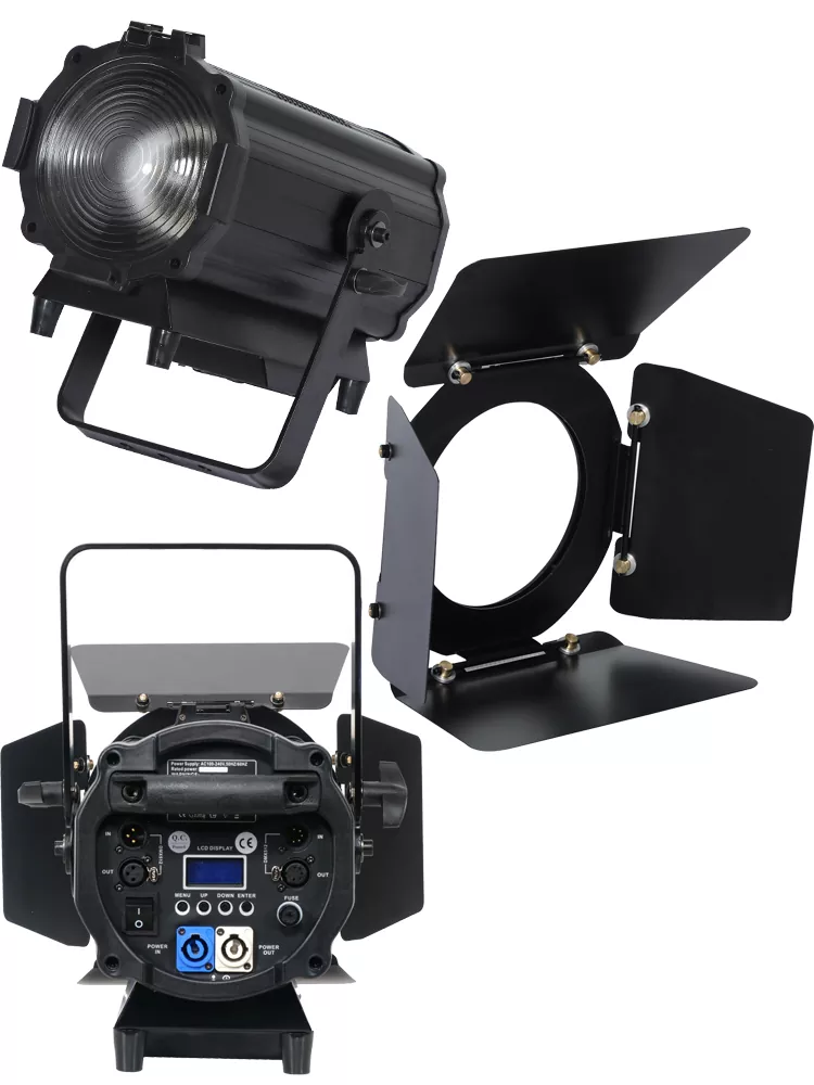 34 150W 200W 300W Zoom Fresnel Spotlight Imported COB LED CW WW 2IN1 RGBW Ra≥90 15-50Deg Manual Auto Zoom Aluminum DMX Master-Slave Sound Control IP20 Stage Lamp Silent Pccooler Fan Indoor Shooting Equipment Professional Studio Fixture for Theatre Wedding Commercial Event Lighting