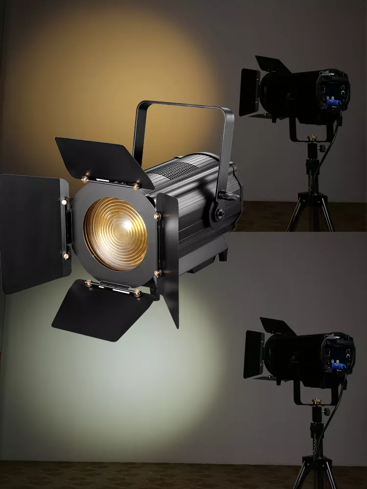 400W 600W Bi-Color 2IN1 COB Fresnel Spotlight 3000-6000K Ra≥90 Manual Auto 15-50Deg Zoom Four Dim Curve Adjustable Frequency RDM DMX Aluminum IP20 Stage Lamp Silent Pccooler Cooling Studio Equipment Indoor Wedding Theatre Spot Light Commercial Lighting Unit