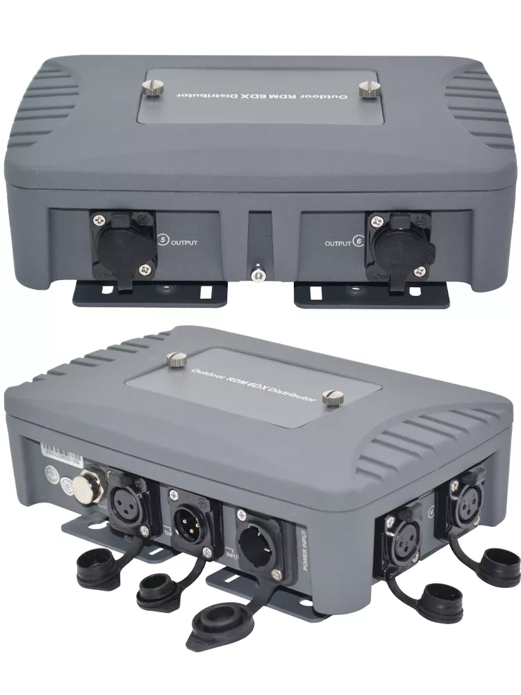 2/4/6 Way RDM Distributor Bidirectional Transfer Full Electrical Isolation Waterproof XLR Independent Driver LED Indicator Cast Aluminum UV Resist Wide AC88-256V Outdoor DMX Amplifier Multi-Channel Outdoor RDM Splitter DMX512 Amplifier for Landscape Event Light Outdoor Professional Lighting Equipment