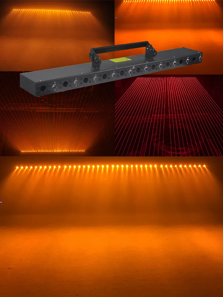 10 Head Laser & Golden LED Combined Light 8° Divergence Independent X/Y Adjust Sync Async Effects RGB Gradient Strobe Stage Fixture Beam Array Light 100mW Red Laser Professional Entertainment Large Coverage Party Lighting