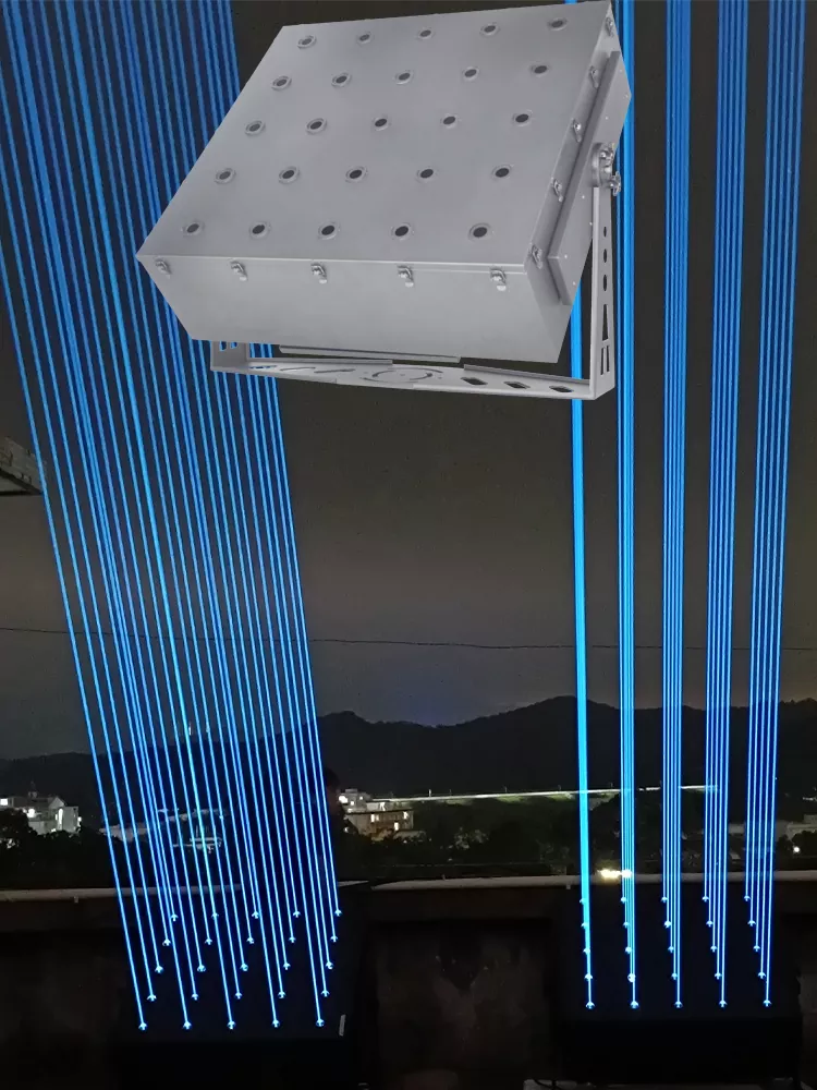 5*5 Fat Beam RGB Laser Array Light Matrix 25 Emitters 256-step Dimming IP65 Water-resistant 90-channel DMX Multi Modes High-stability Diode Tunable Rays Stage Lighting with Case IP65 Outdoor for Landscape Park Event Celebration Exhibition Decor