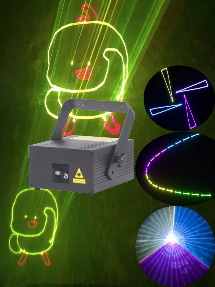 34 Pure Diode RGB Laser Light 2W 3W Dual Power Aluminum Alloy Shell Airtight Dust-proof 15KPPS Scanner 16/36CH DMX Auto Sound Master Slave Bluetooth Safety Lock Interlock Indoor Stage Lamp Entertainment Lighting Fixture Stage Effect Light for Disco KTV Bar Performance Venues