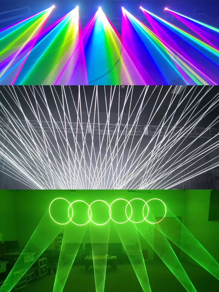34 IP65 Outdoor High Power RGB Laser Dual-layer Housing Pure Diode 30KPPS High-precision Scanner Linear Dimming LCD Touch ILDA DMX Sound Auto Safety Lock Beam Protection Long Lifespan Stage Light Entertainment Fixture for Outdoor Events Landscapes Music Festival Carnival Large Stage Performance