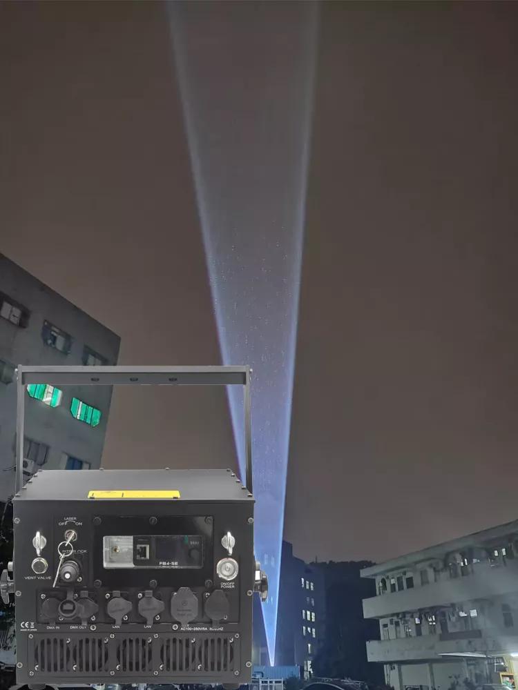 34 IP65 Outdoor RGB Laser Projector 10W/15W Dual-layer Structure Big Radiator 40KPPS 60° High-precision Scanner Analog Linear Dimming LCD Touch ILDA DMX FB4 Multi Safety System Wide Temp Stage Light Indoor Outdoor Fixture Small Beam for Landscape Stage Events
