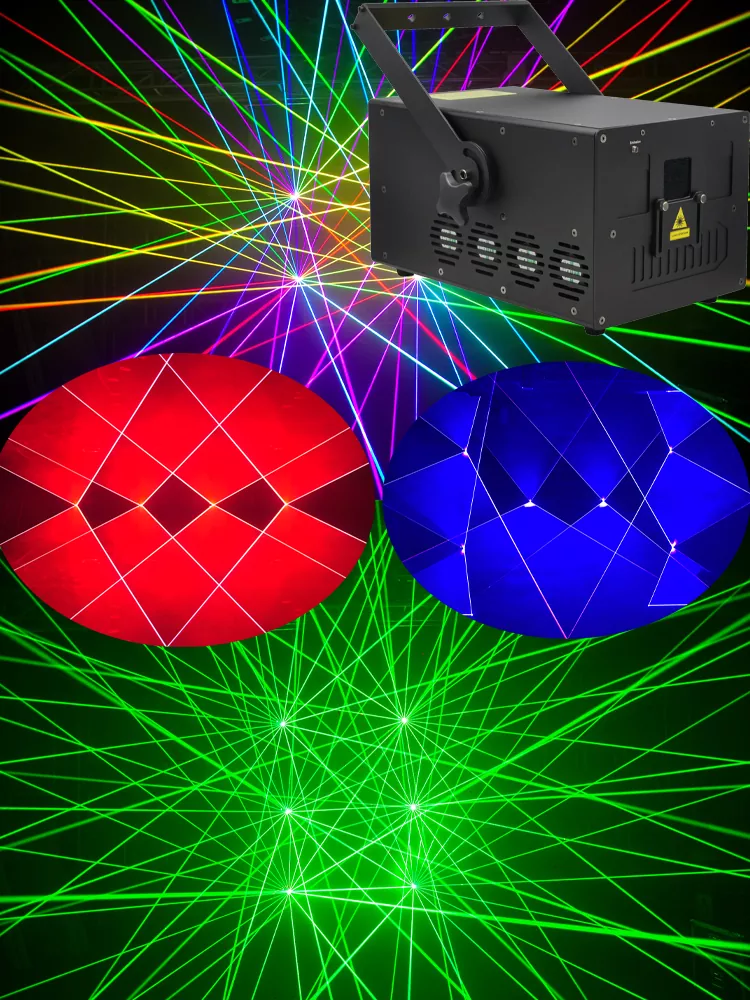 34 15W RGB Diode Laser 40KPPS 50° Scanner Analog Modulation IP51 18/25CH DMX ILDA Sound Auto Master-Slave Support RJ45 DB25 XLR Ports TF Card Multi Safety Interfaces 300W Stage Lighting Device Indoor Outdoor Performance Equipment Professional Laser Projector