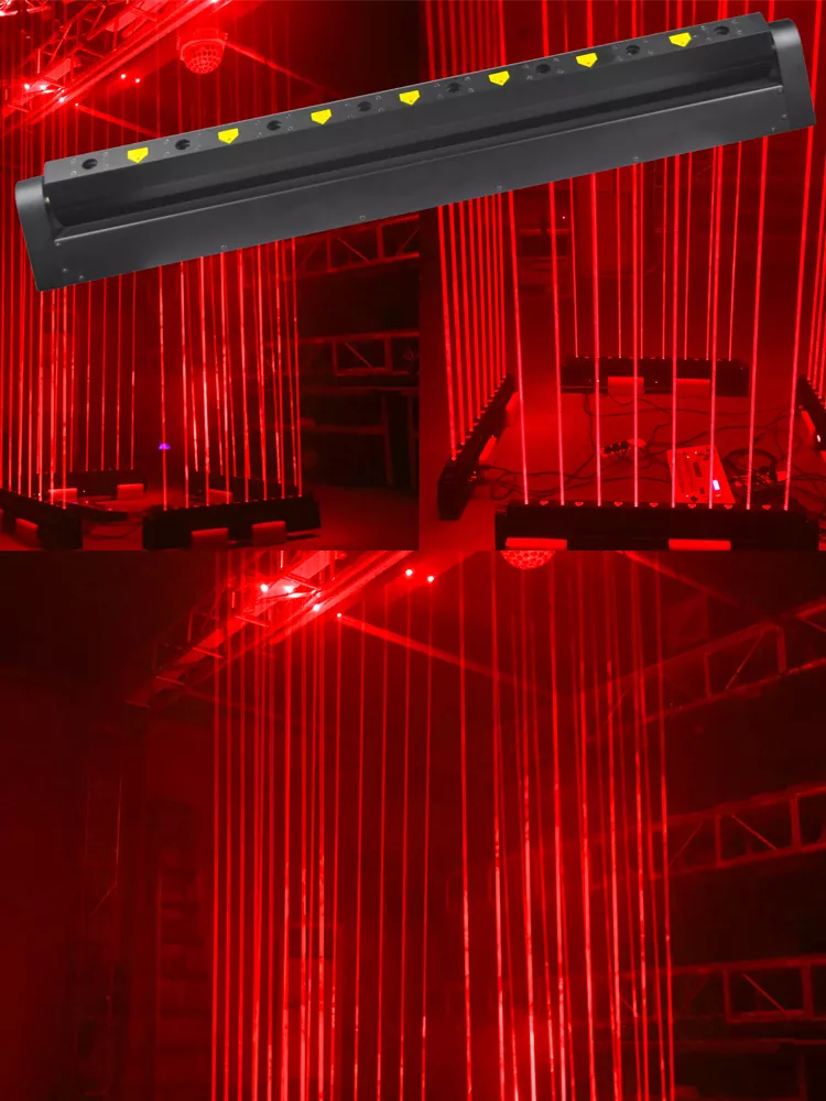 34 8-eye Red Swing Moving Laser 500mW 650nm 180° Scan 15/17CH DMX Sound Auto Master-Slave Lattice Water Flow Strobe Dimming 80W Wide Temp Indoor Stage Light Entertainment Venues Stage Fixture Indoor Animation Laser Light for Banquet Dance Halls Live Music Party Club