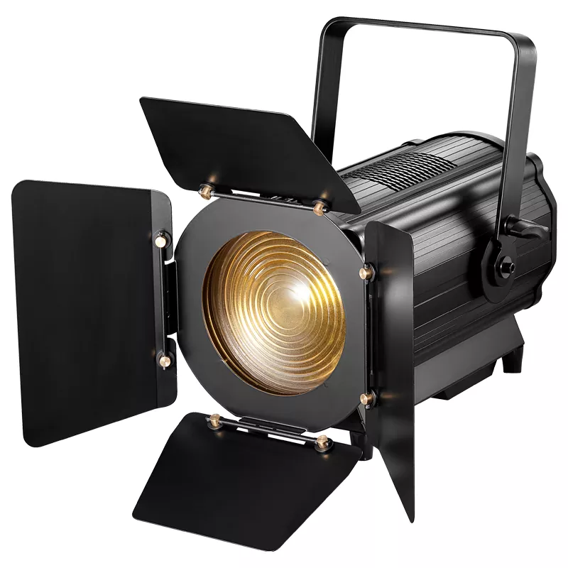 150W 200W 300W Zoom Fresnel Spotlight Imported COB LED CW WW 2IN1 RGBW Ra≥90 15-50Deg Manual Auto Zoom Aluminum DMX Master-Slave Sound Control IP20 Stage Lamp Silent Pccooler Fan Indoor Shooting Equipment Professional Studio Fixture for Theatre Wedding Commercial Event Lighting