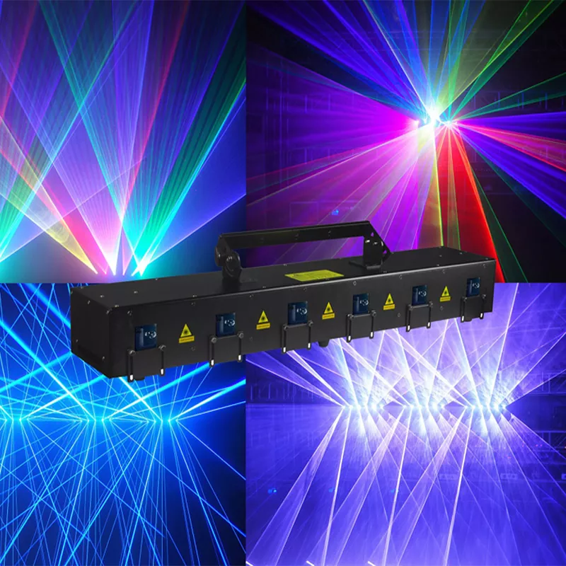 6-Heads RGB Animation Laser Light 6-Beam Array 20KPPS Scanner DMX512 12CH/60CH Control Analog Modulation IP61 Dustproof Class 4 Laser Stage Lighting Projector DMX/Sound/Auto/ILDA Modes PC Control Club Bar Party Show Lighting Equipment