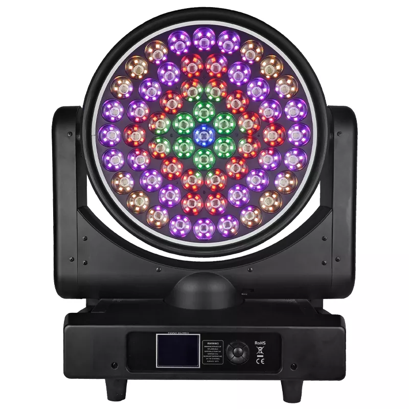 61*30W RGBW Wash Zoom Aura Moving Head 1650W 50000H 540°Pan 220°Tilt 8-48°Zoom DMX RDM Master-slave Multi Channels Pixel Control 2500-10000K CCT IP20 Stage Light LED Moving Head with Back Ring Light Indoor Performance Fixture Stage Lighting Device for Large Events Live Show Equipment
