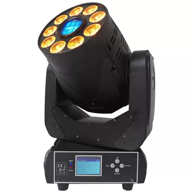 4 Dual Function Spot Wash Moving Head 75W+9*12W 6in1 LED 16bit Prism Electronic Focus LCD Stage Light Mini 30W Indoor Performance Lamp for Banquet Show Wedding Disco Party KTV Entertainment Venue
