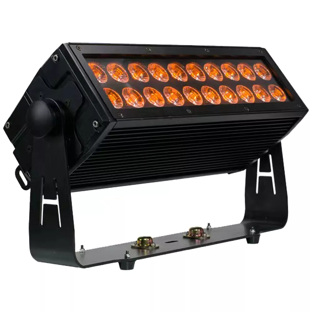 4 20*10W RGBWAUV 6in1 Waterproof LED Wash Light 130W IP65 DMX 25° Wide Beam OLED Display Outdoor Stage Fixture Six Color Mix UV Light Outdoor Housing Truss Ground Mount Landscape Performance Light for Show Wash Wedding Ceremony Stage