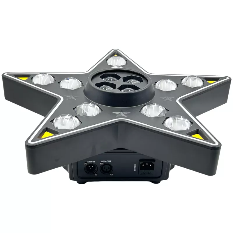 4 Five-pointed Star Effect Light 180W AC90-240V 14*10W RGBW LED Stripe Strobe 20Hz Flash Ultra Smooth Dimming LCD Stage Lamp Bee-eye Rotation Pixel Control Fixture Easy Truss Mount Indoor Party Lighting Unit for Party Wedding Private Event Showcase Booth Studio Pub Club Mini Stage