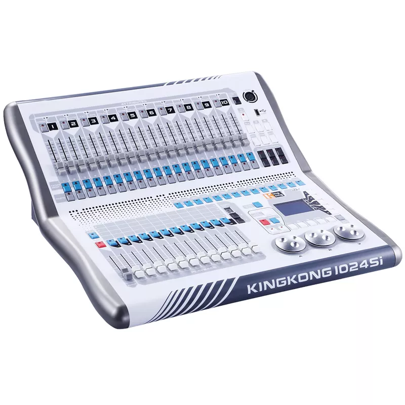 5 King Kong 1024SI DMX Console 1024 Channels Dual Optically Isolated Output ART-Net Simulator RDM Address Setting R20 Pearl Library Stage Lighting Controller Dual-Language 12 Faders Artnet RDM Universal Voltage Unit Advanced Light Desk