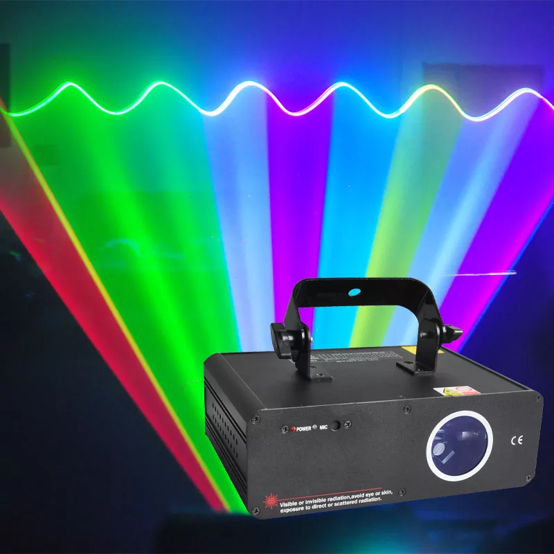 5 RGB Full Color Laser Light Red Green Blue Beam 100 Built-in Patterns 9CH DMX 3Pin XLR Master Slave Sound Auto Mode Dustproof Temp Control 100-250V 15W Compact Stage Laser Lamp Universal Voltage Indoor Party Stage Light Light Effects Club Lighting Fixture