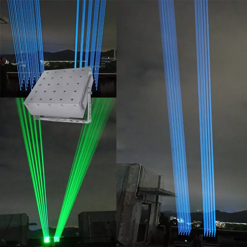 5*5 Fat Beam RGB Laser Array Light Matrix 25 Emitters 256-step Dimming IP65 Water-resistant 90-channel DMX Multi Modes High-stability Diode Tunable Rays Stage Lighting with Case IP65 Outdoor for Landscape Park Event Celebration Exhibition Decor