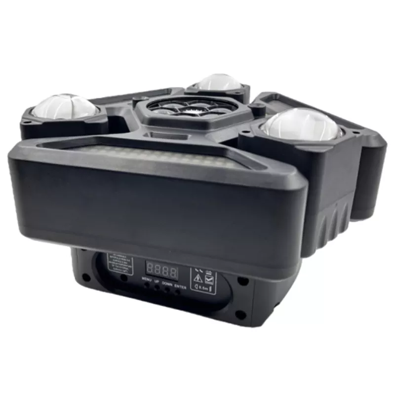 Three Head Electrodeless Effect Light 150W DMX CREE RGBW Dual Laser RGB Strip White Strobe 20Hz Ultra Smooth Dimming Stage Lamp Sync Multiple Built-in Macro Light Show Fixture Separate Bee-eye & Strip Control Indoor Party KTV Performance Unit for Disco Boutique Cafe Live Music Wedding Venue Disco Mini Stage