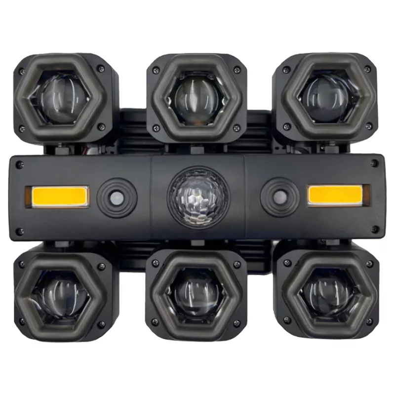 5 Six Heads Beam Effect Moving Head Light 120W CREE RGBW RG Laser Golden Strip Smooth Dimming Fan Cool Stage Fixture Built-in Strip Macro Adjustable Speed Equipment Party Lamp Bar Restaurant Disco Lighting Unit for Dinner Restaurant Disco Club Live Band Small Stage Party Venue Wedding Events