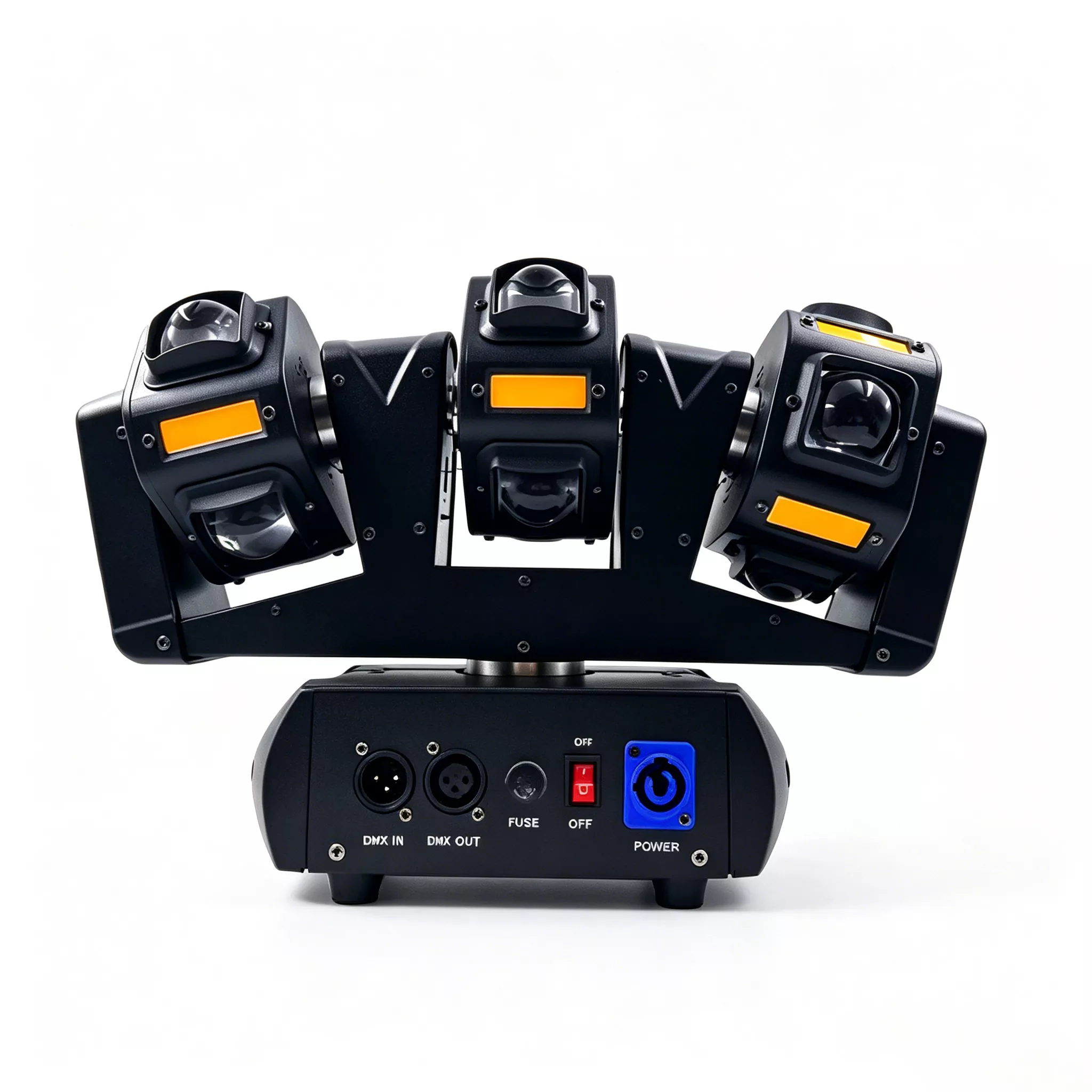 5 Three Arms Moving Head Light 120W 12*10W CREE RGBW Golden Strobe 540°Pan 360°Tilt Air Cooling Stage Fixture Strobe Full Color Mix Digital Display Equipment Multiple Built-in Color Macro Effect Indoor Disco KTV Wedding Performance Unit for Wedding Evening Stage Band Show Hotel Banquet Festival Light Decor