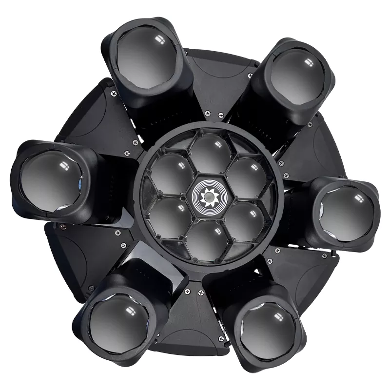Six Arm Diamond Moving Head Light 400W 6*40W RGBW+6*10W Beams+100mW Green Laser Ultra Smooth Dimming Stage Fixture Disco Restaurant Wedding Live Band Performance Unit for Live Band Concert Venue Fashion Show Performance Mini Stage Wedding Banquet