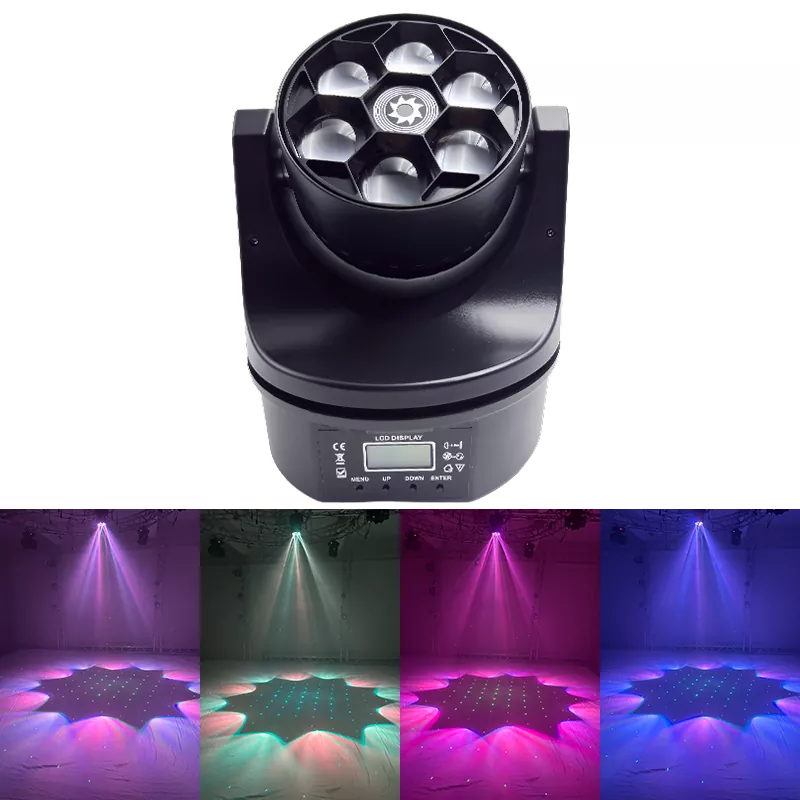 5 Mini Six Bee Eyes Moving Head Light 90W CREE RGBW 50mW Green Laser Fan Cool Plastic Compact Stage Fixture Full Linear Dimming Multi Strobe KTV Bar Home Party Lighting Unit for Cafe Gig Disco Party Rental Booth Mini Show Wine Bar Small Stage