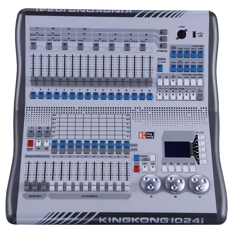 King Kong 1024I DMX Console 1024 Channels Dual Isolated Output Art-Net Port RDM Function Built-in Simulator R20 Pearl Library  Lighting Controller Dual Language 10 Faders Light Desk Indoor Outdoor Event Hardware Professional Stage Performance Equipment